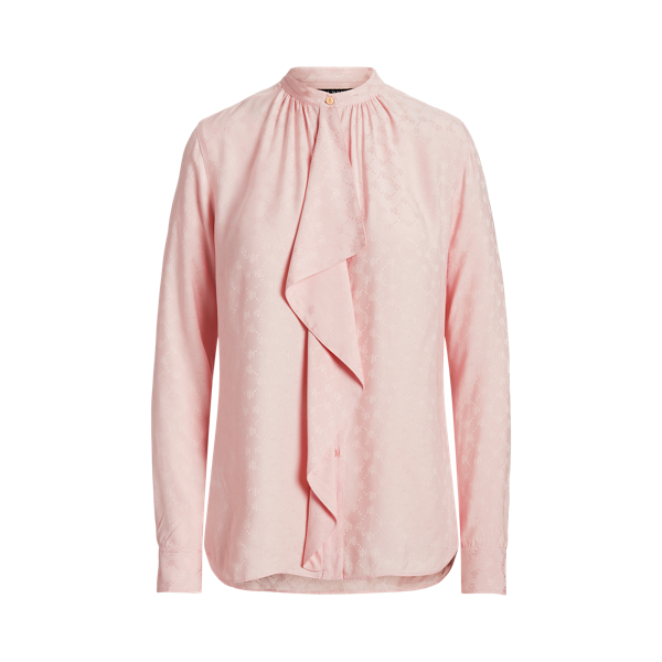 Ruffle-Trim Logo Jacquard Shirt