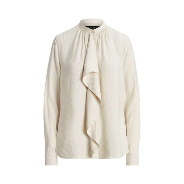 Jacquard overhemd met ruches en logo Lauren in 1