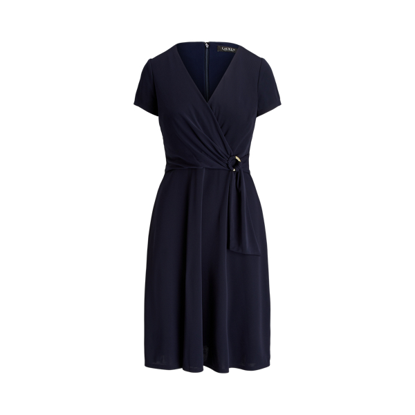 Robe col en V croisé en jersey Lauren Petite en Marine phare 2