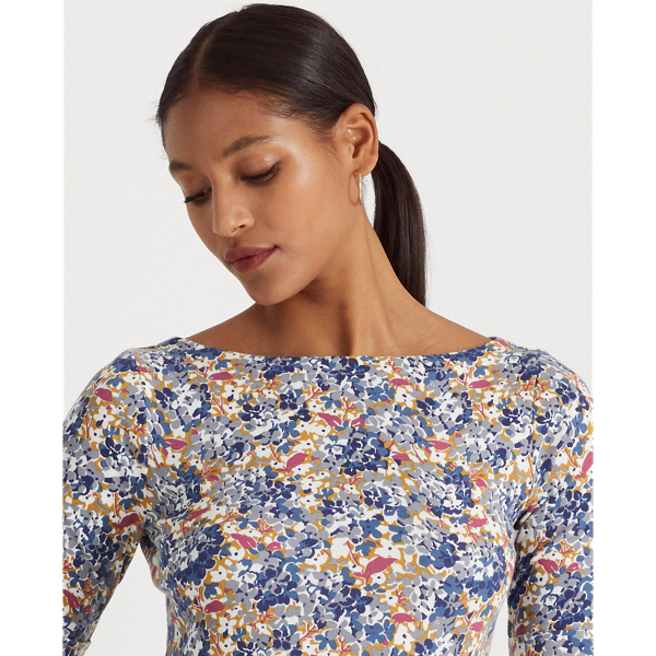 Floral Stretch Cotton Midi Dress