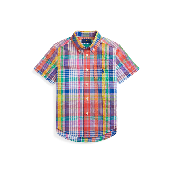 Geruit seersucker overhemd en korte mouw Boys 1.5-6 Years in 1