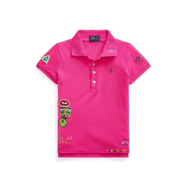Stretchmesh Polo-shirt met outdoor-patch Girls 1.5-6.5 Years in 1