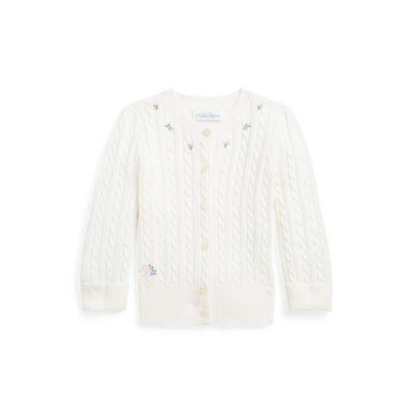 Cardigan in cotone a trecce con fiori Baby Girl in 1