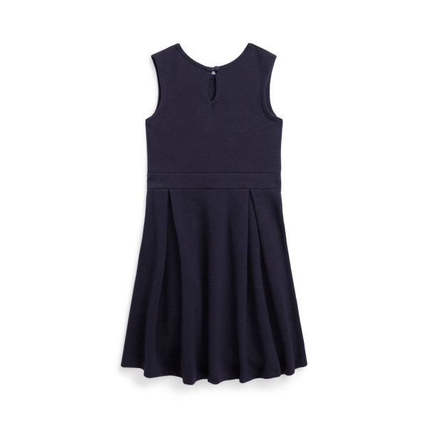 Navy Pleated Ottoman-Ribbed Dress Girls 1.5-6.5 Years 2
