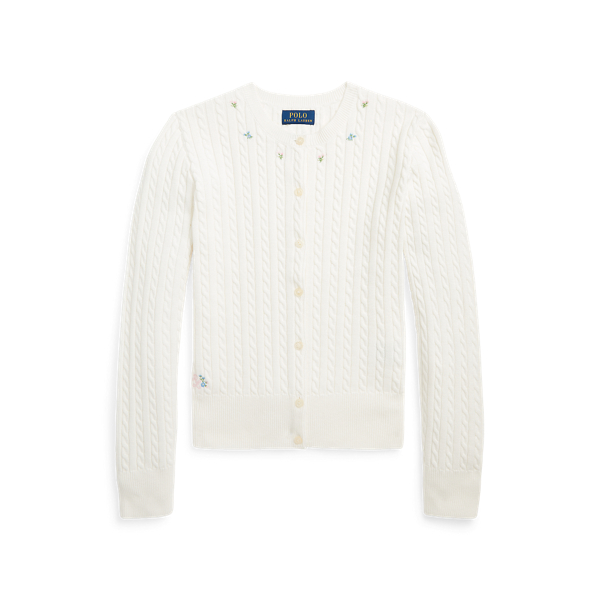 Floral Mini-Cable Cotton Cardigan Girls 7-14 Years 1