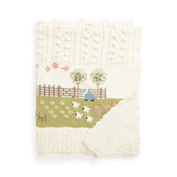 Intarsia-Knit Cotton-Blend Blanket