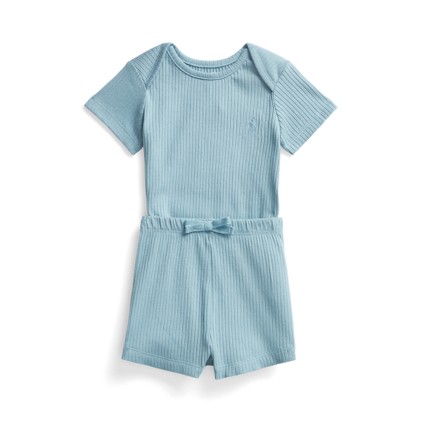 Set body e short in cotone a coste