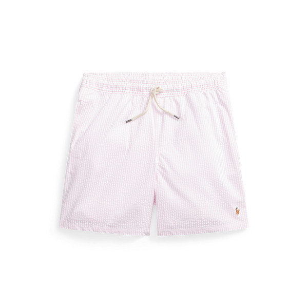 Carmel Pink Seersucker Traveler Stretch Seersucker Swim Trunk Boys 8-20 1