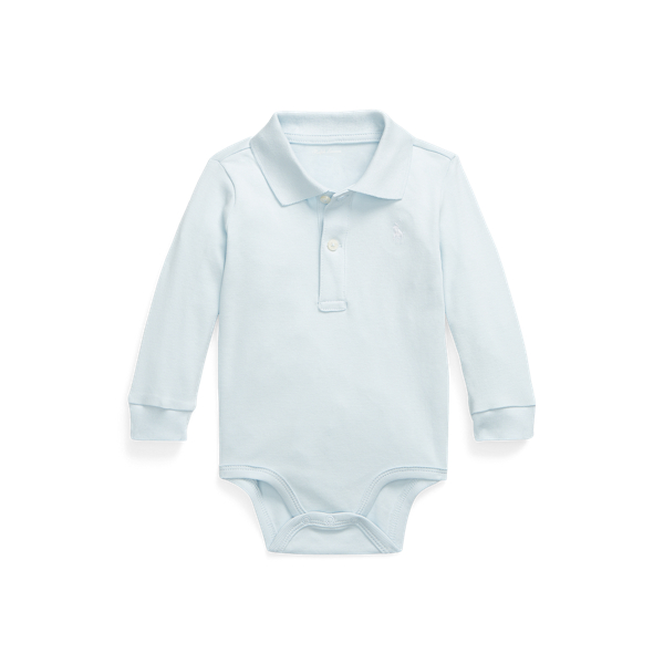 Beryl Blue Langärmliger Polo-Babybody aus Baumwolle Baby Boy 1