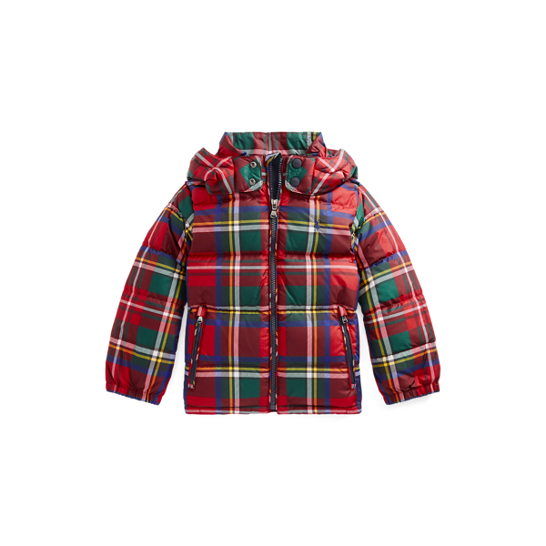 Plaid Water-Repellent Down Hooded Jacket