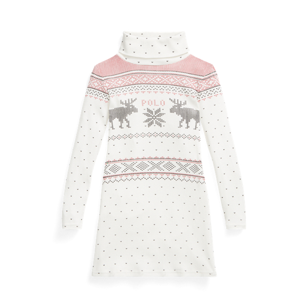 Fair Isle turtleneck-jurk van katoenmix Girls 1.5-6.5 Years in 1