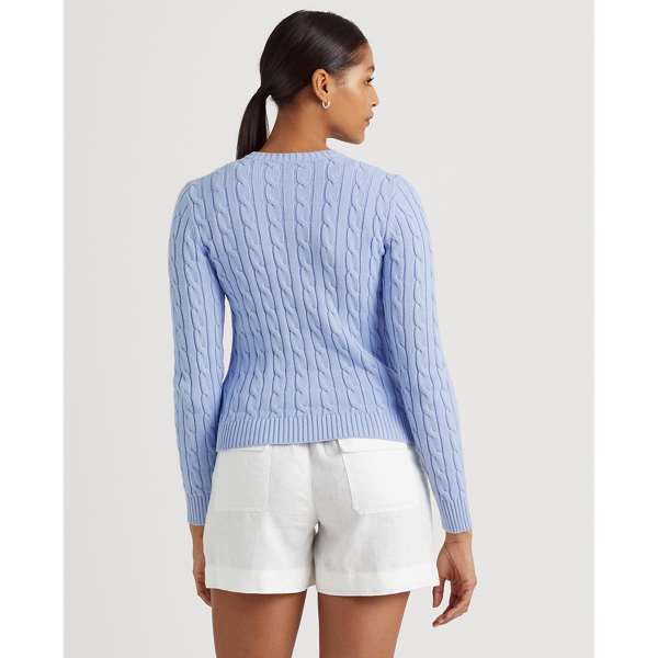 Pebble Blue Cable-Knit Cotton Cardigan Jumper Lauren 5