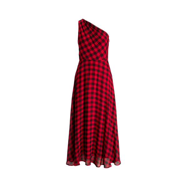 Georgette jurk met buffalo-ruit