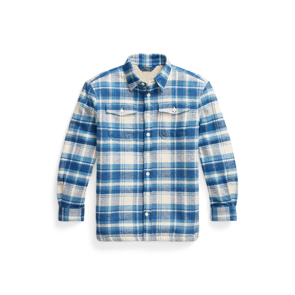 Plaid Teddy Fleece-Lined Cotton Shirt