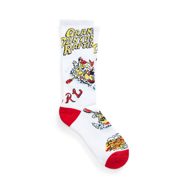 White Mismatched Rafting-Graphic Crew Socks Polo Ralph Lauren 2