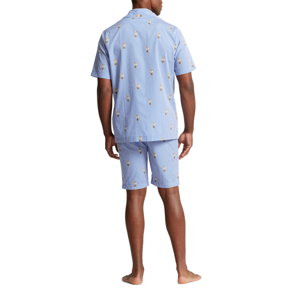 Gestreifter Baumwollpyjama mit Polo Bear Polo Ralph Lauren in Bl/Wei&szlig; &ndash; Bear-Streifen 4