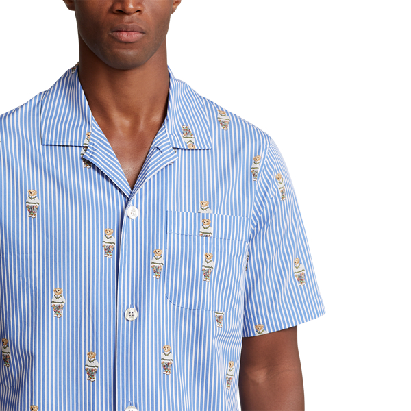 Gestreifter Baumwollpyjama mit Polo Bear Polo Ralph Lauren in Bl/Wei&szlig; &ndash; Bear-Streifen 5