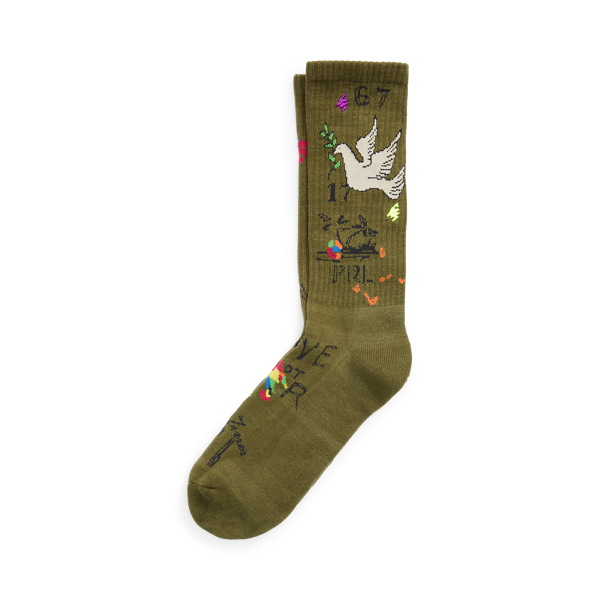 Mismatched Dove-Graphic Crew Socks