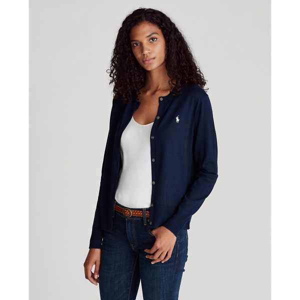 Hunter Navy Cotton Crewneck Cardigan Polo Ralph Lauren 3