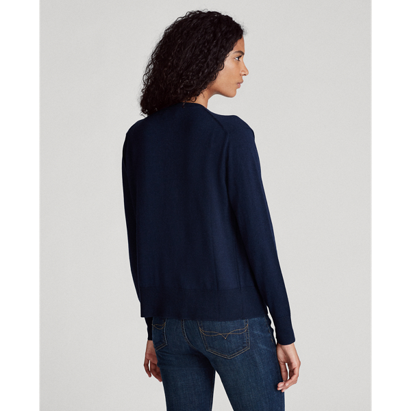 Hunter Navy Cotton Crewneck Cardigan Polo Ralph Lauren 4