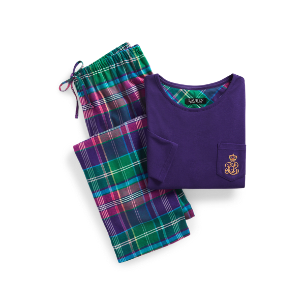 Plaid Cotton-Blend Sleep Set Lauren 1
