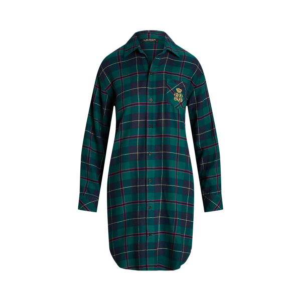 Geruit pyjamashirt van keperstof Lauren in 1