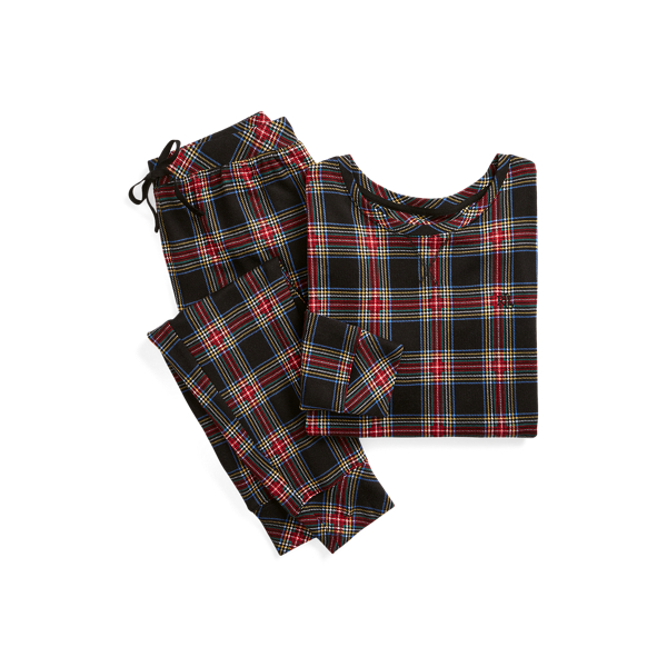 Geruite jersey joggingpyjamaset Lauren in 1