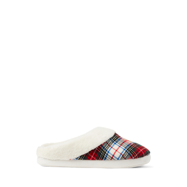 Plaid Logo Brushed Twill Slippers Lauren 1