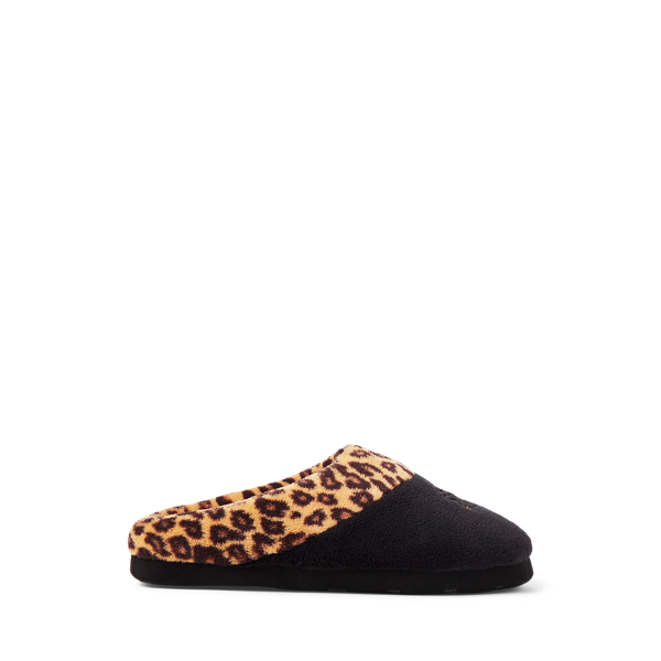 Leopard-Print Logo Microfleece Slippers Lauren 1