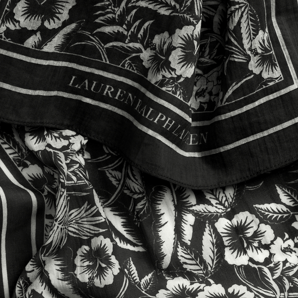 Black Jessica Floral Cotton Wrap Scarf Lauren 3