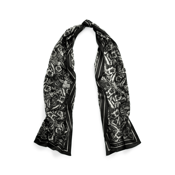 Black Jessica Floral Cotton Wrap Scarf Lauren 1