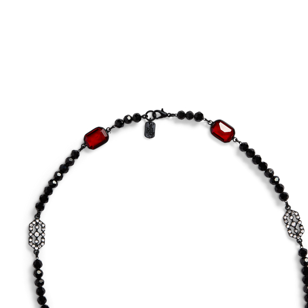 Perlenkette mit Kristallen Lauren in Schwarz/Rot 2
