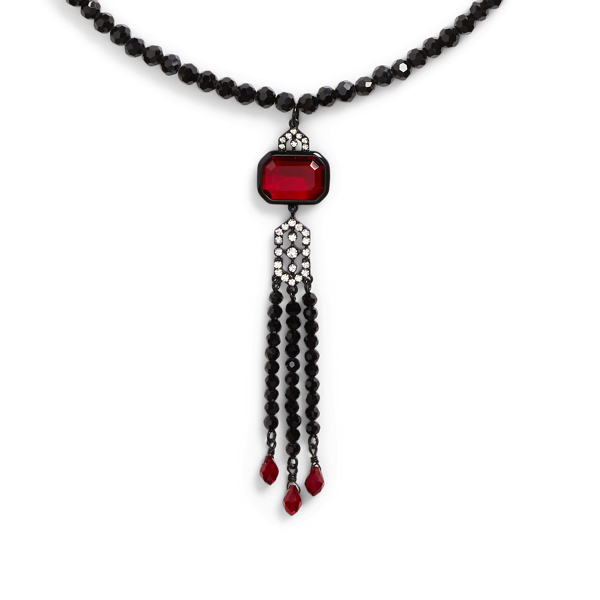 Perlenkette mit Quaste Lauren in Schwarz/Rot 2