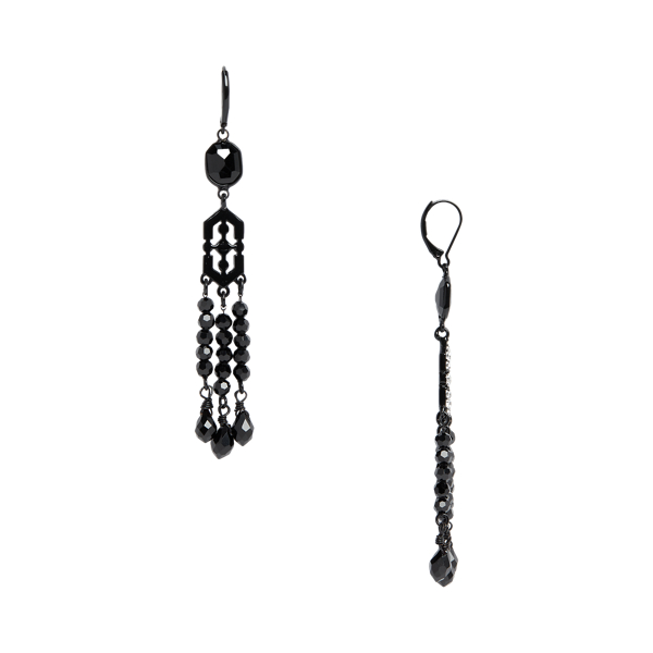Black / Red Stone &amp; Crystal Chandelier Earrings Lauren 2