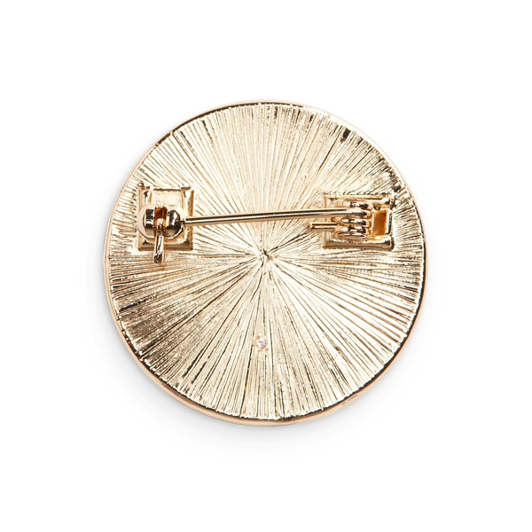 Goldfarbene Logobrosche mit Karomuster Lauren in Gold/Multi 3