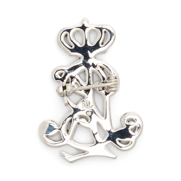 Silver/Crystal Silver-Tone Logo Pave Crown Pin Lauren 2