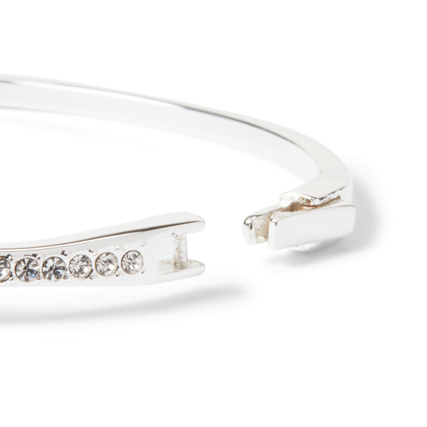 Silver/Crystal Pave Silver-Tone Hinge Bangle Lauren 2