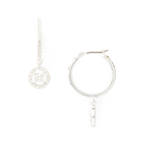 Silberfarbene Pav&eacute;-Creolen Lauren in Silber/Kristall 2