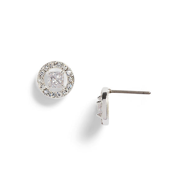 Silberfarbene Pav&eacute;-Ohrstecker Lauren in Silber/Kristall 2