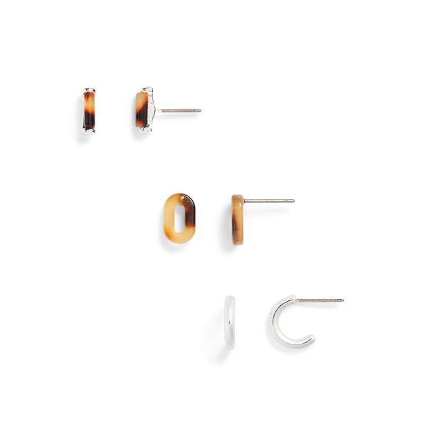 Silver/Tort Silver-Tone &amp; Tortoiseshell Earring Set Lauren 2