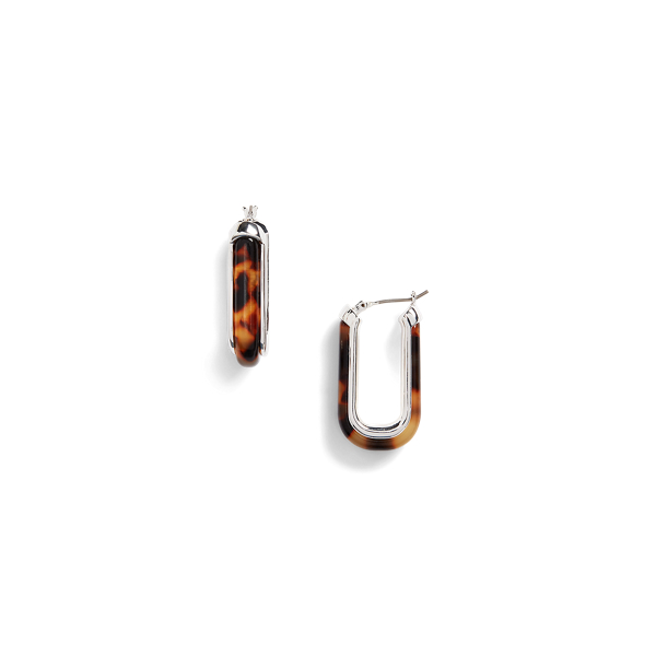 Silver/Tort Silver-Tone Tortoiseshell Hoop Earrings Lauren 2