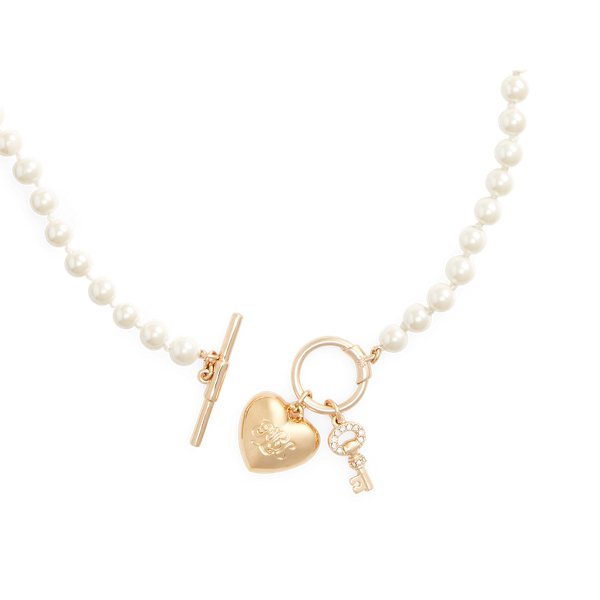 Kunstperlenkette mit Anh&auml;ngern Lauren in Gold/Wei&szlig; 2