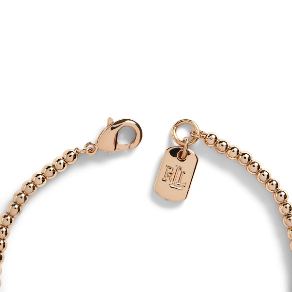 Gold/Crystal Logo Charm Beaded Flex Bracelet Lauren 2