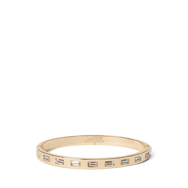 Gold-Tone Crystal Hinge Bangle