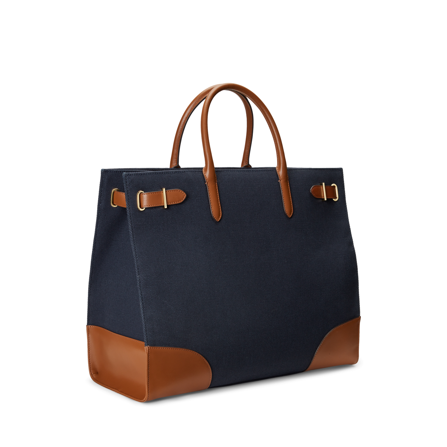 Женская сумка Ralph Lauren Canvas Large Devyn, цвет: Тёмно-синий / Рыжевато-коричневый — фото 1