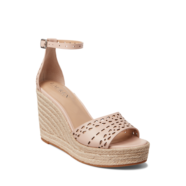 Espadrilles Haana cuir perfor&eacute; Lauren en Light Pink 2
