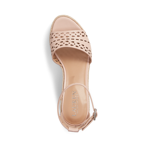 Espadrilles Haana cuir perfor&eacute; Lauren en Light Pink 4