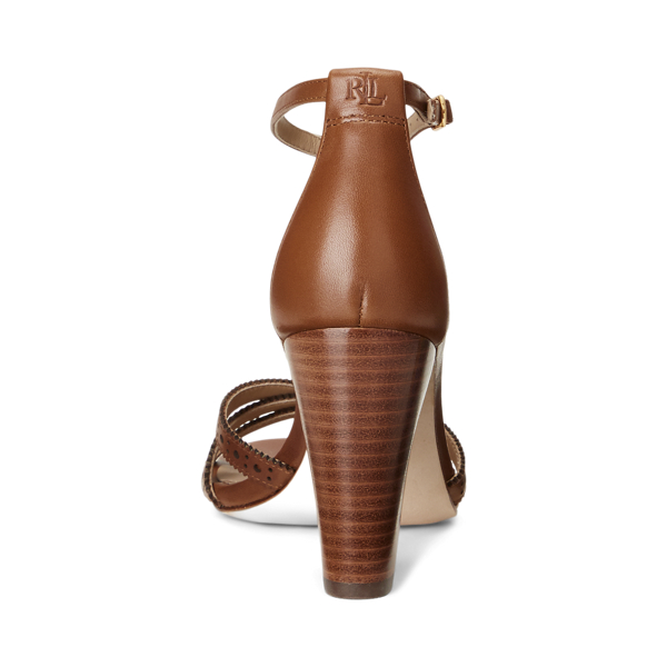Deep Saddle Tan Marlee Perforated Leather Sandal Lauren 3