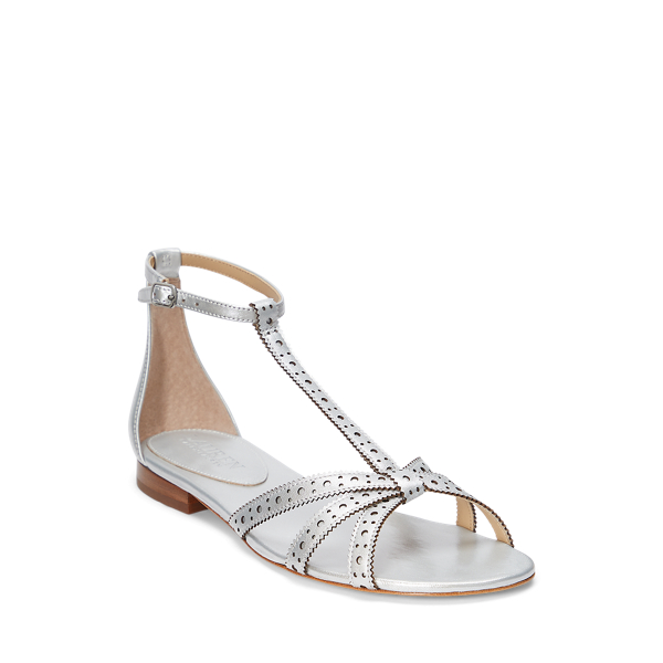 Sandales Evette en cuir m&eacute;tallis&eacute; Lauren en Bright Silver 2