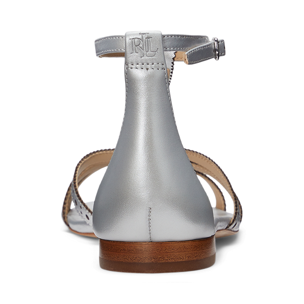 Sandales Evette en cuir m&eacute;tallis&eacute; Lauren en Bright Silver 3